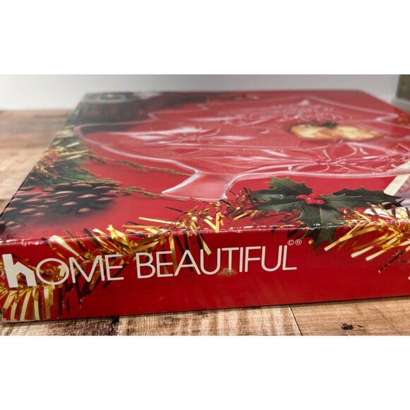 Home Beautiful Holiday Tree-Shaped Glass Serving Platter With Poinsettia Design - Picture 3 of 5